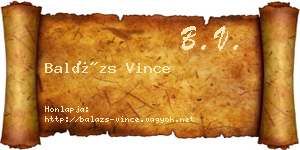 Balázs Vince névjegykártya